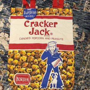 Vintage Cracker Jack Candied Popcorn & Peanuts Borden Canvas Shoulder Tote Bag